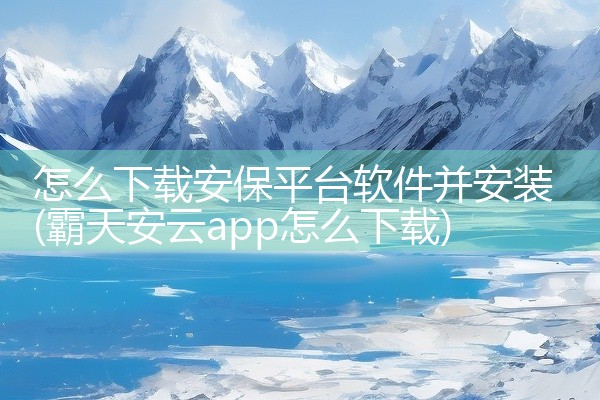 怎么下载安保平台软件并安装