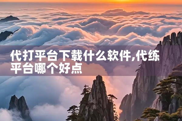 代打平台下载什么软件