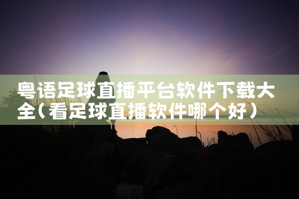 粤语足球直播平台软件下载大全